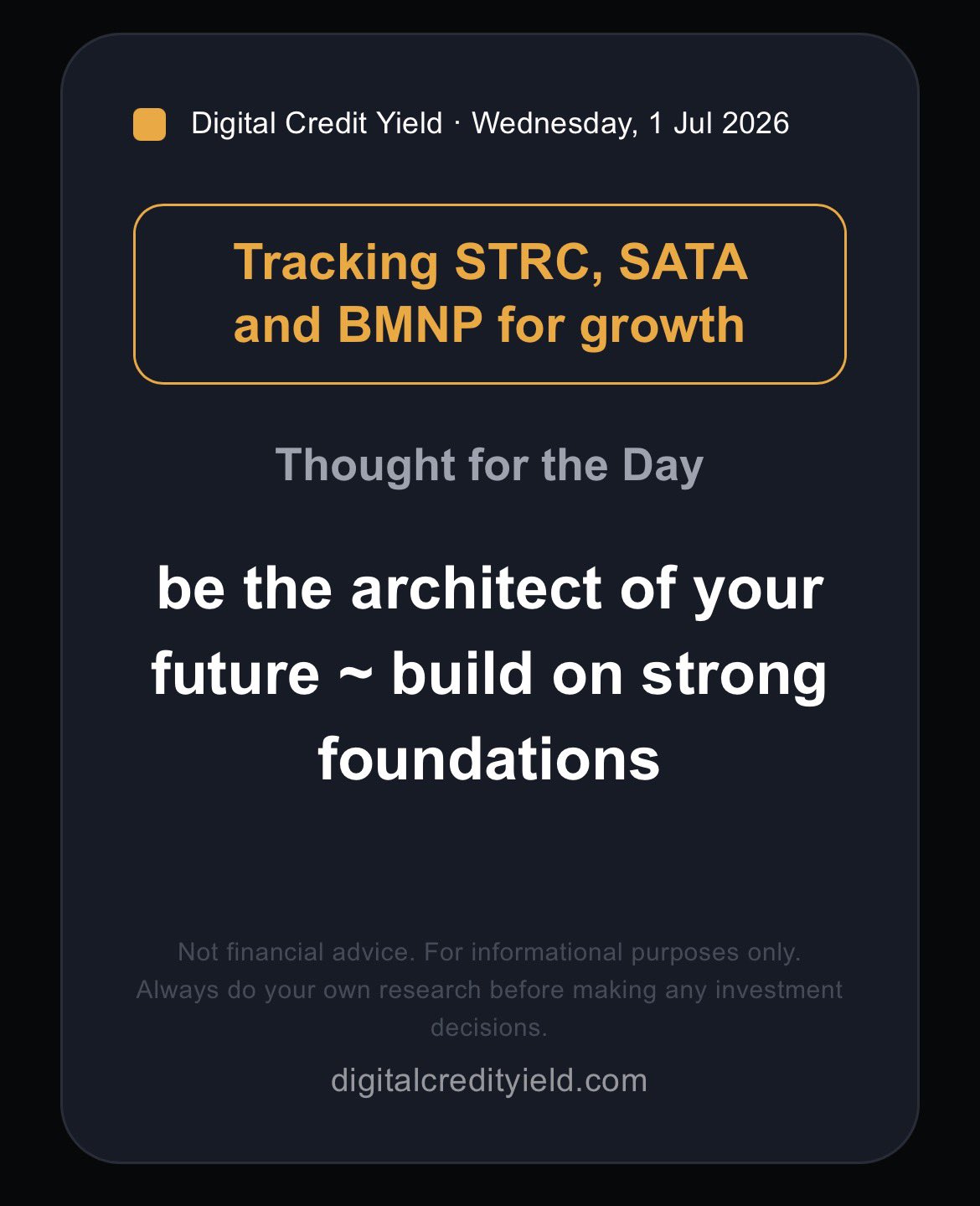 be the architect of your future ~ build on strong foundations