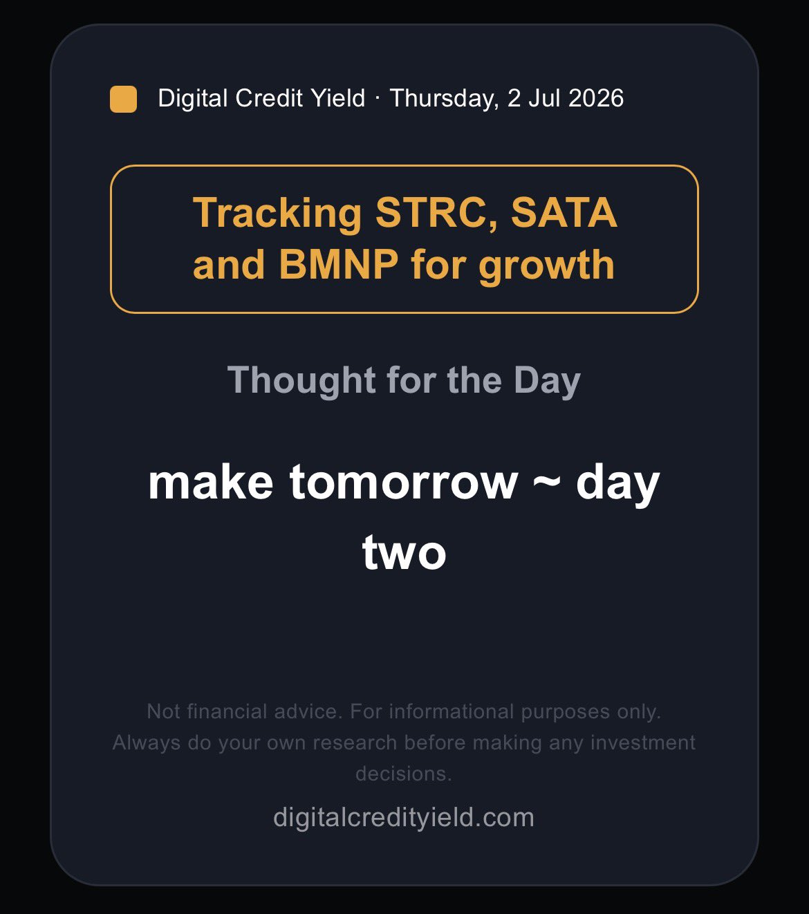 make tomorrow ~ day two