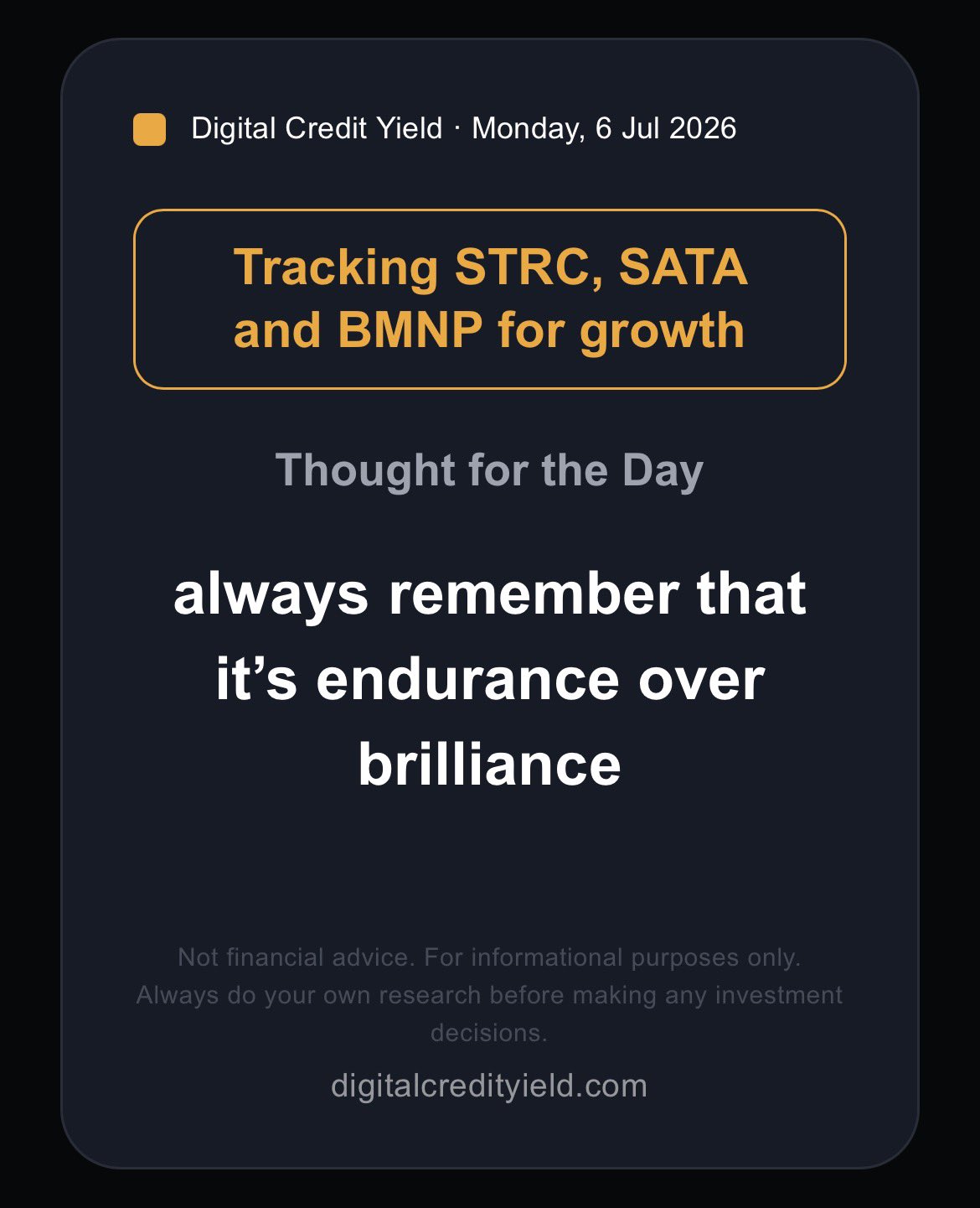 always remember that it's endurance over brilliance