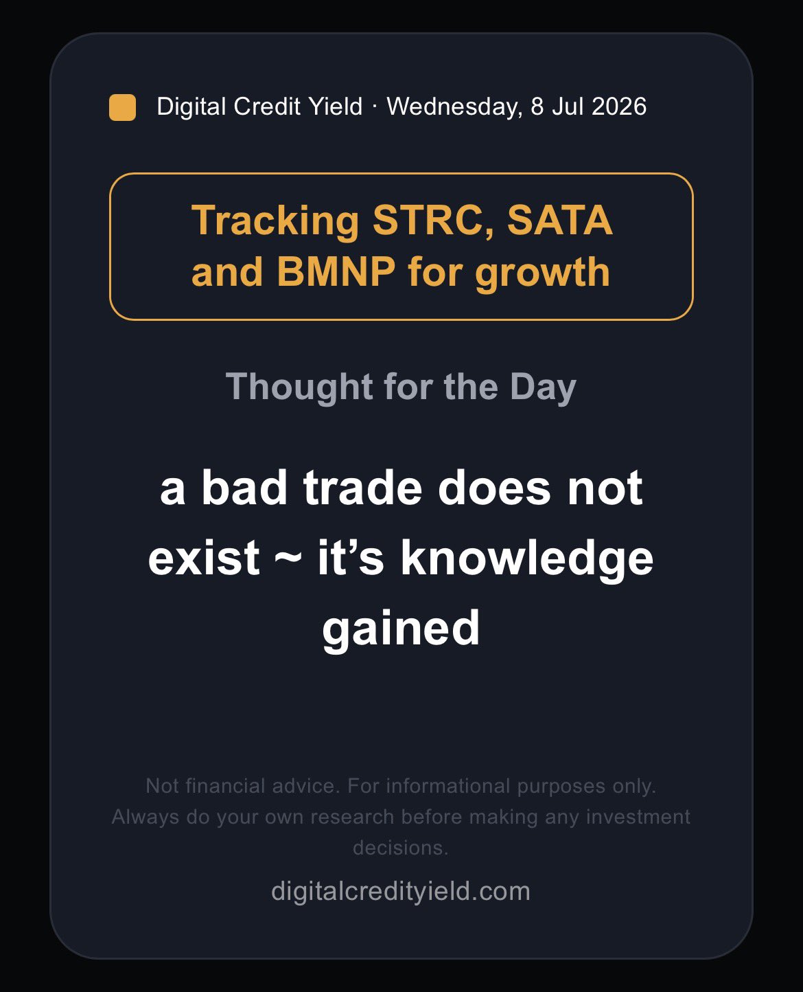 a bad trade does not exist ~ it's knowledge gained