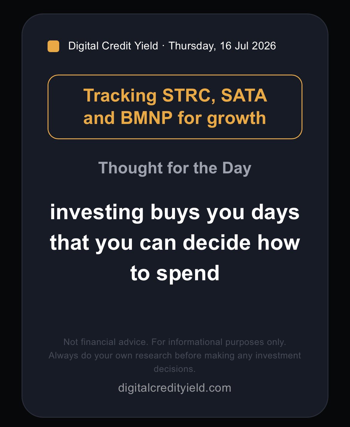 investing buys you days that you can decide how to spend