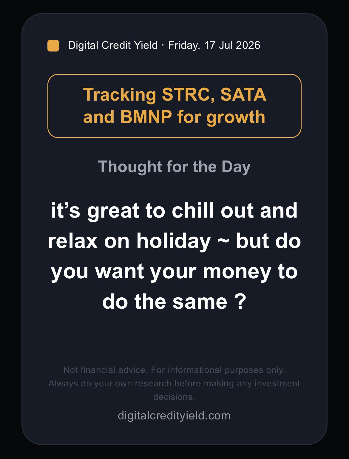 it's great to chill out and relax on holiday ~ but do you want your money to do the same ?