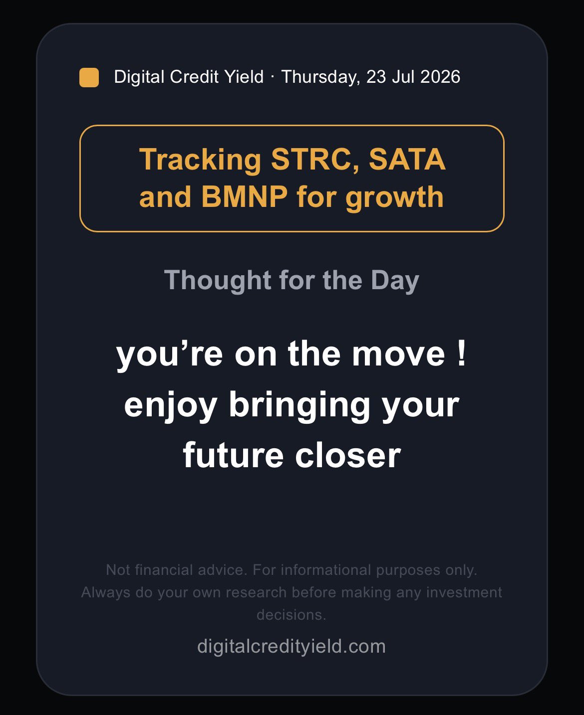 you're on the move ! enjoy bringing your future closer