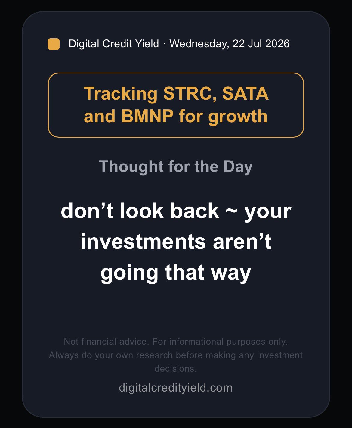 don't look back ~ your investments aren't going that way