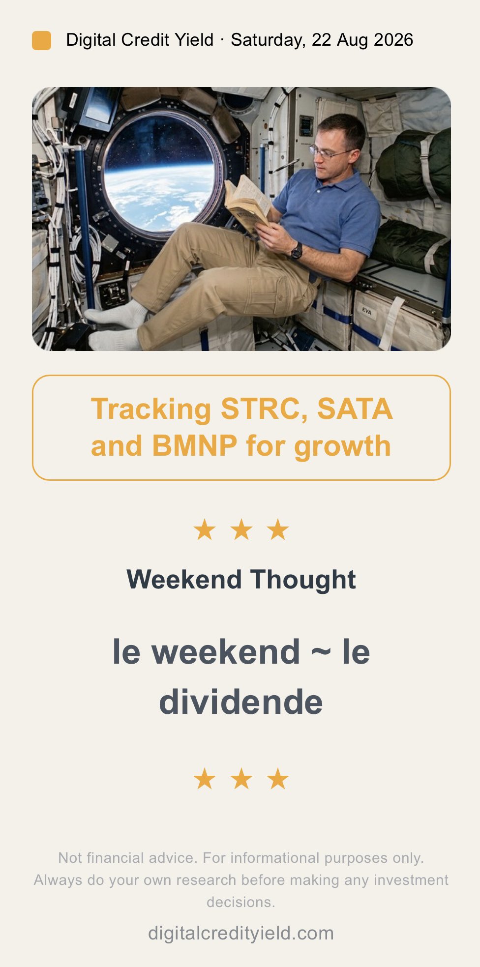 le weekend ~ le dividende