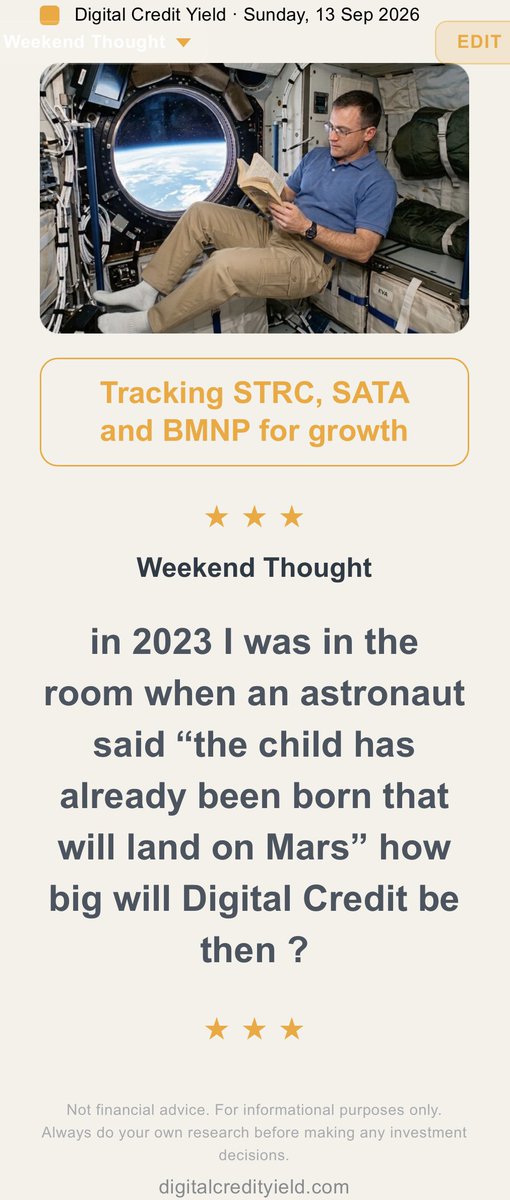 in 2023 I was in the room when an astronaut said “the child has already been born that will land on Mars” how big will Digital Credit be then ?