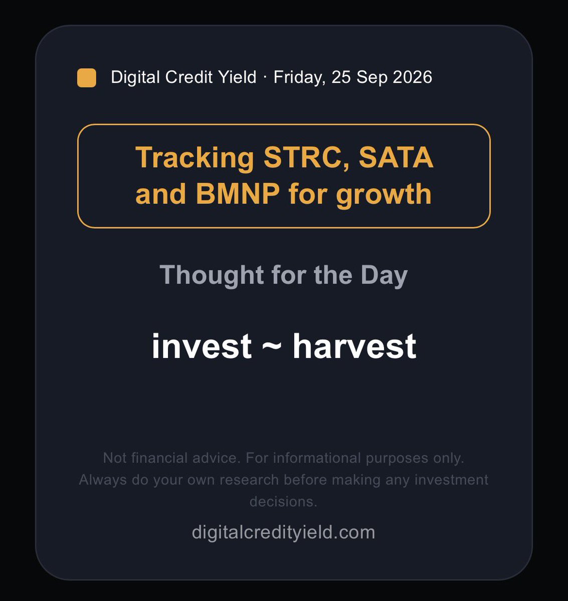 invest ~ harvest